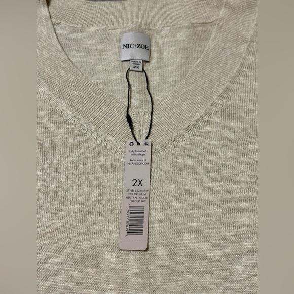 NIC+ZOE Cream V-Neck Sweater with Multicolor Floral Accents - Picture 4 of 9